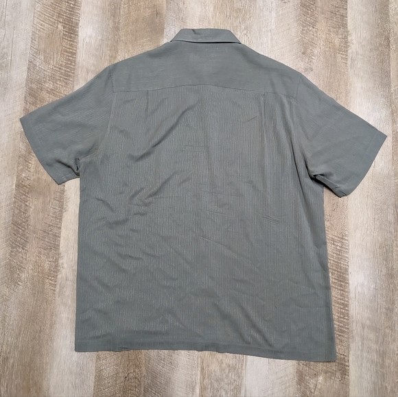 Alfani Green Silk Short Sleeve Button Down Shirt - Picture 5 of 8